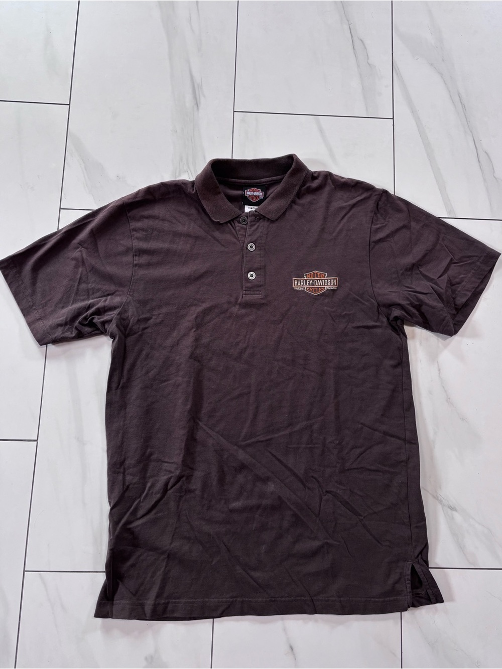 Harley-Davidson Men’s Medium Polo Shirt Brown Embroidered Casual Biker Tee